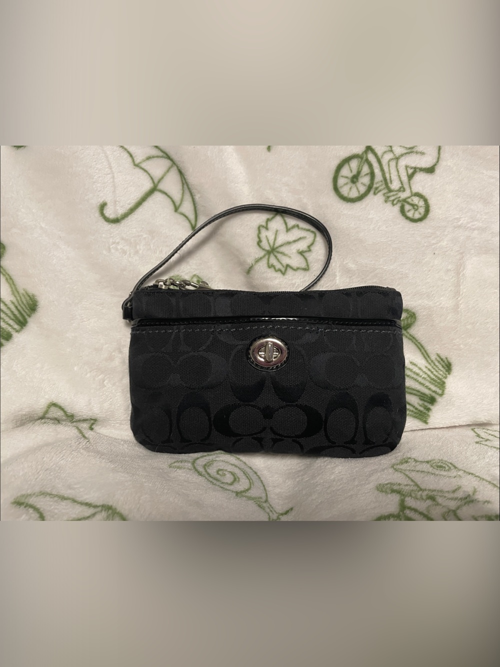 Coach Black Signature Wristlet Pouch